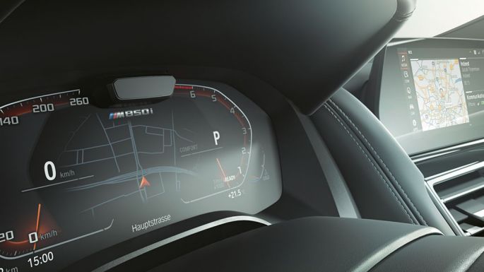 Imagine cu panoul de instrumente şi Driving Assistant Plus ale BMW M850i xDrive. Imagine cu panoul de instrumente şi Driving Assistant Plus ale BMW M850i xDrive.