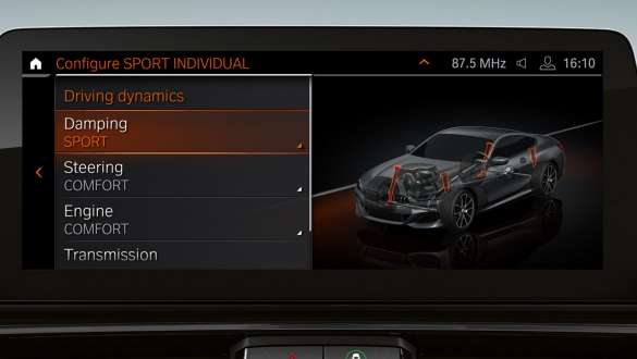 Suspensie M adaptivă, BMW Seria 8 Coupé, Control Display