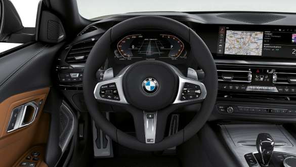 Volanul M îmbrăcat în piele al BMW Z4 M40i, G29 Imagine din habitaclu cu volanul M îmbrăcat în piele al BMW Z4 M40i, G29, 2019
