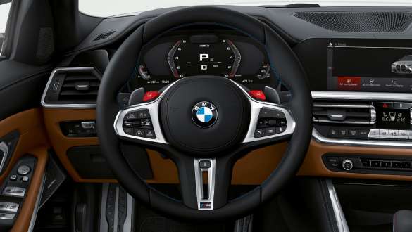 Volanul M îmbrăcat în piele al BMW M3 Competition Sedan G80 2020 Imagine din interior cu volanul M îmbrăcat în piele al BMW M3 Competition Sedan G80 2020