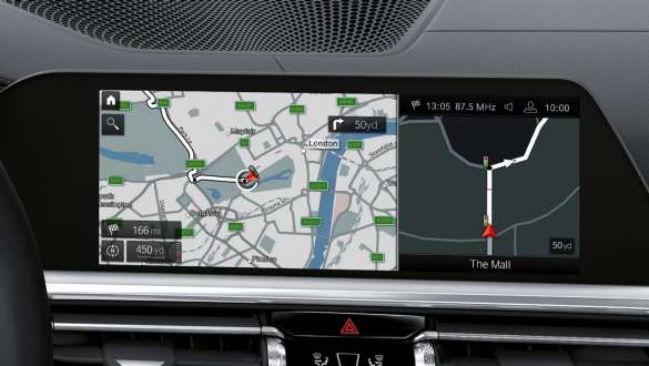BMW Live Cockpit Professional al modelelor BMW M Seria 3 Sedan G80 G20 Imagine din interiorul BMW M Seria 3 Sedan G80 G20, cu BMW Live Cockpit Professional pe Control Display
