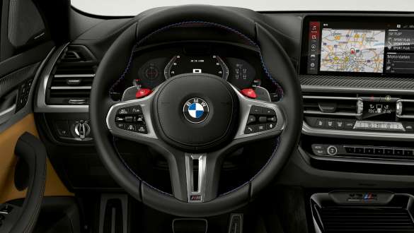 M Servotronic al unui BMW X3 M Competition F97 LCI Facelift 2021 Habitaclul unui BMW X3 M Competition F97 LCI Facelift 2021 M Servotronic cu volan M îmbrăcat în piele