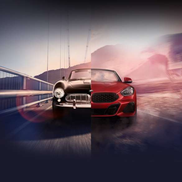 BMW 507 şi BMW Z4 Roadster Ecranul cu funcţie „split-screen” (ecran principal şi ecran secundar) al BMW 507 negru şi al BMW Z4 Roadster