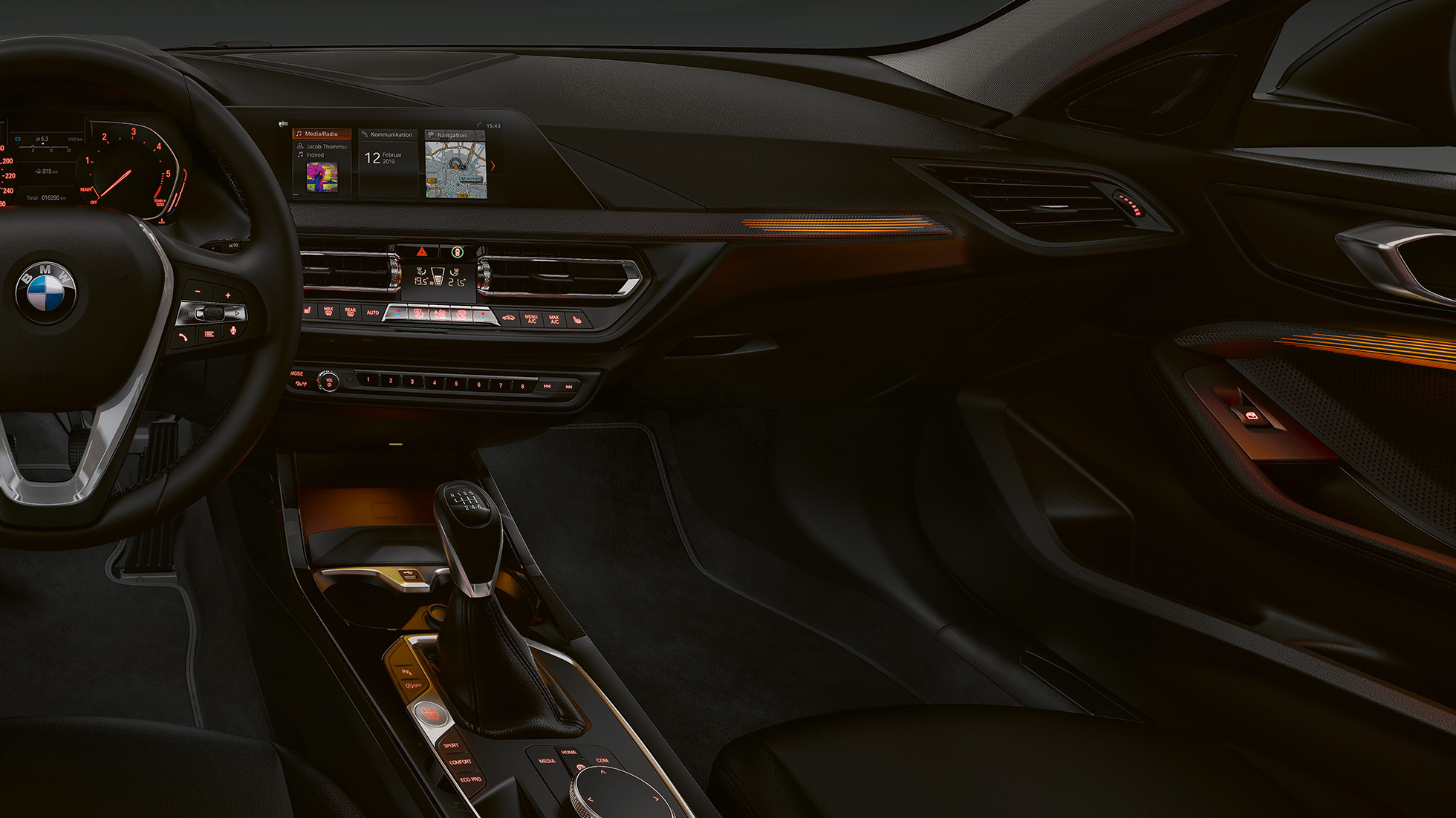 Ornamente interioare „Illuminated Berlin”. Imagine cu ornamentele interioare „Illuminated Berlin” ale BMW Seria 1 Model Advantage.