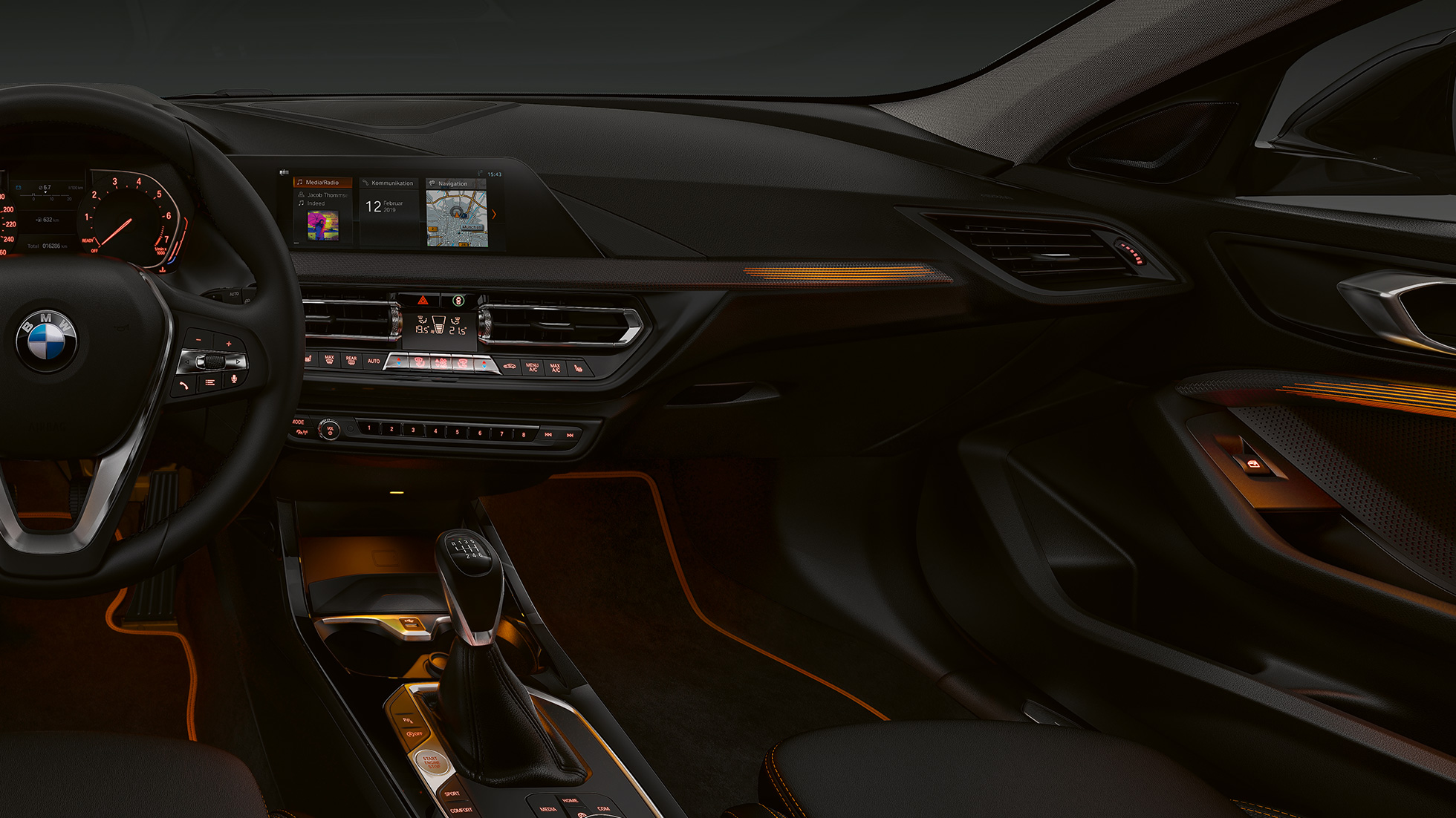Ornamentele interioare „Illuminated Berlin”. Imagine cu ornamentele interioare „Illuminated Berlin” ale BMW Seria 1 Model Sport Line.