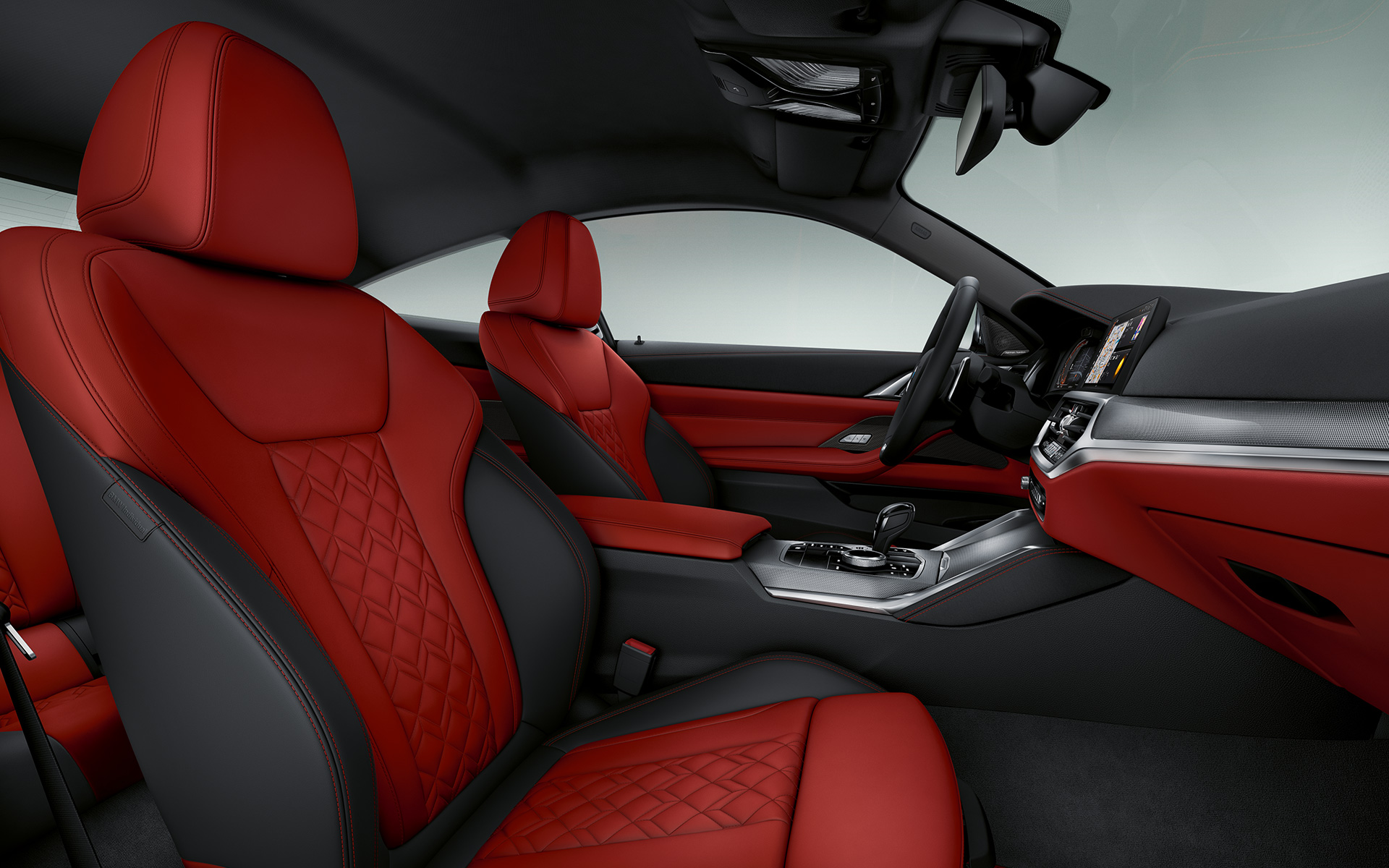 Ornamentele din piele Merino în Roşu Fiona/Negru, cu conţinut extins, de la BMW Individual ale BMW Seria 4 Coupé Individual, G22, 2020 Ornamentele din piele Merino în Roşu Fiona/Negru, cu conţinut extins, de la BMW Individual ale BMW Seria 4 Coupé Individual, G22, 2020