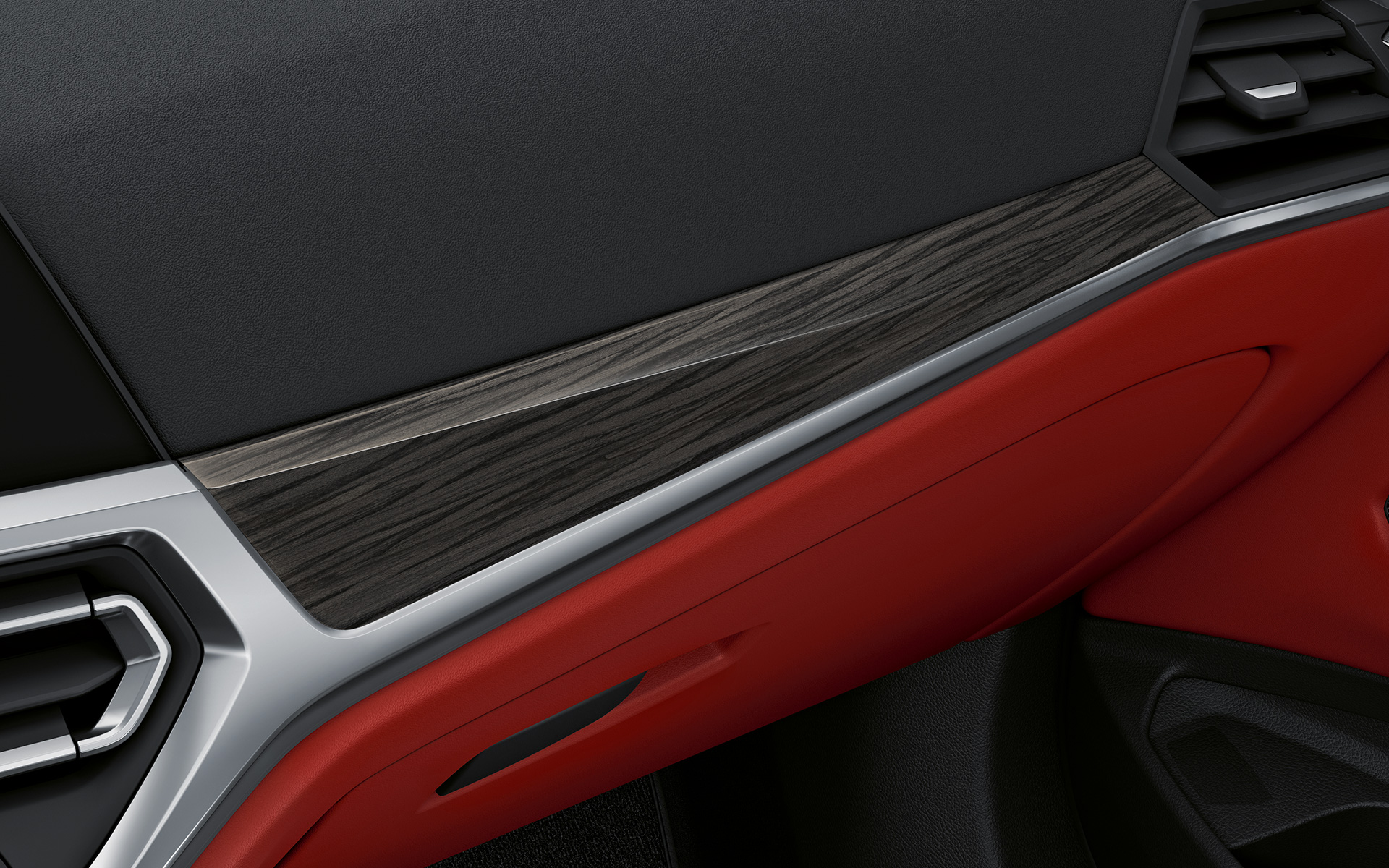 Ornamentele interioare din lemn fin ale BMW Seria 4 Coupé Individual, G22, 2020 Imagine din interior cu ornamentele interioare din lemn fin, cu detalii în crom Pearl, ale BMW Seria 4 Coupé Individual, G22, 2020