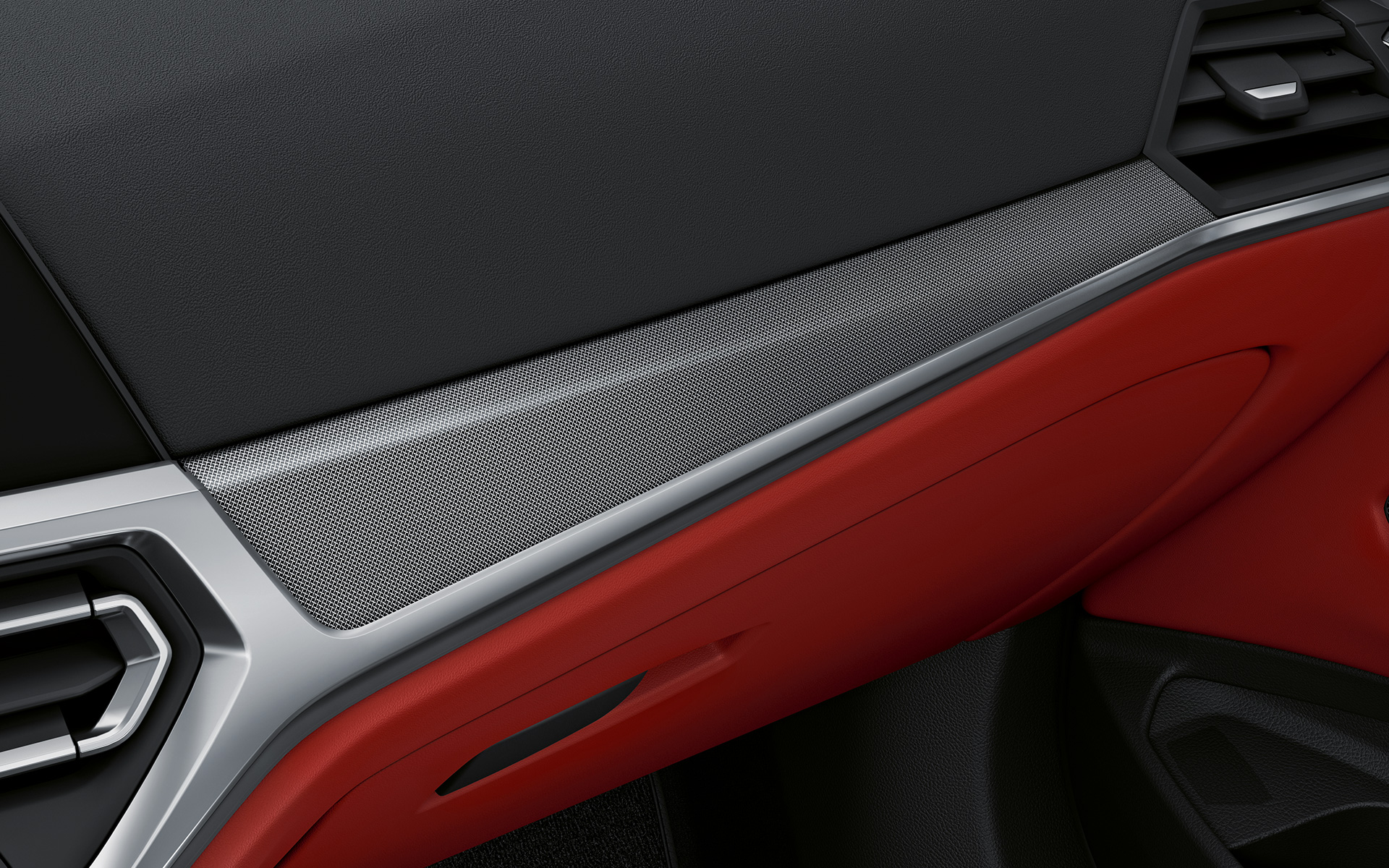 Ornamentele interioare din aluminiu lucios ale BMW Seria 4 Coupé Individual, G22, 2020 Imagine din interior cu ornamentele interioare BMW Individual din aluminiu lucios, cu detalii în crom Pearl, ale BMW Seria 4 Coupé Individual, G22, 2020