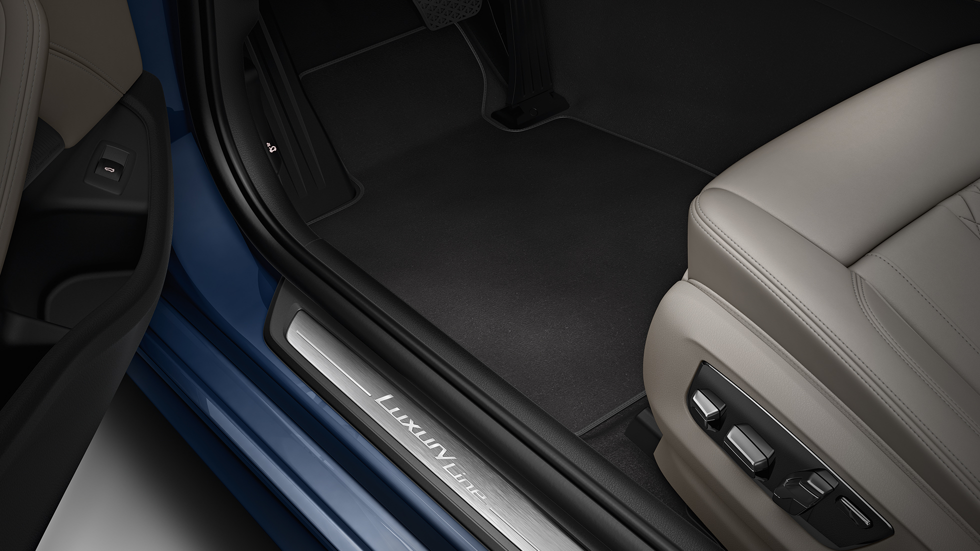 Interiorul BMW Seria 5 Sedan, Luxury Line Imagine cu interiorul BMW 540d Sedan, G30, Luxury Line, în Albastru Imperial Brilliant Effect metalizat