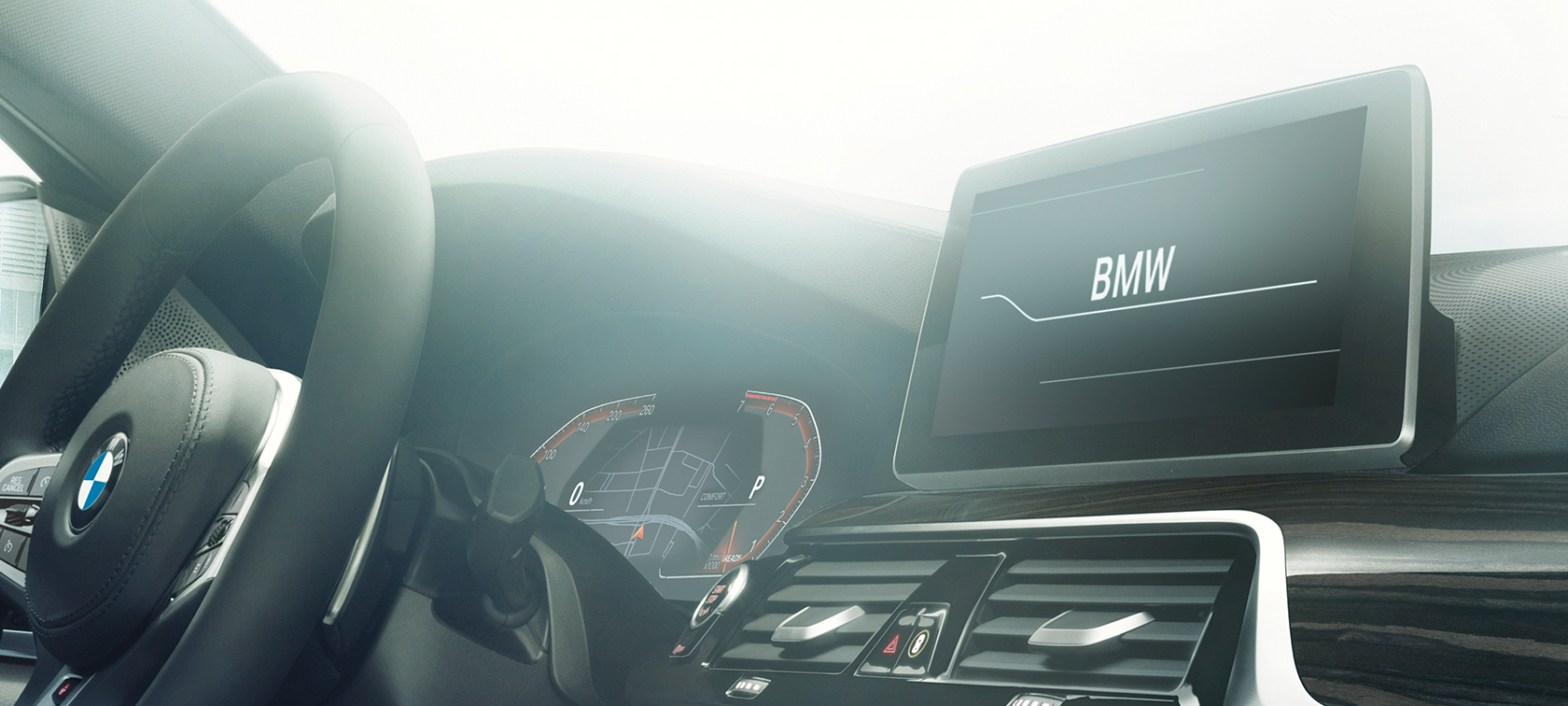 Conectivitatea BMW Seria 5 Sedan Imagine în detaliu cu sistemele de conectivitate din habitaclul BMW 540i Sedan, G30, în Bluestone metalizat