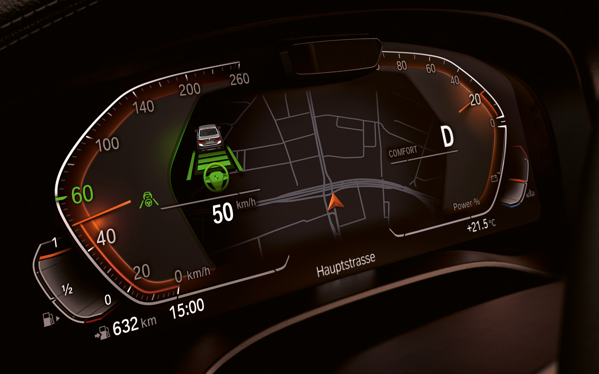 Imagine cu interiorul BMW Live Cockpit Professional al BMW Seria 6 Gran Turismo, G32, 2020