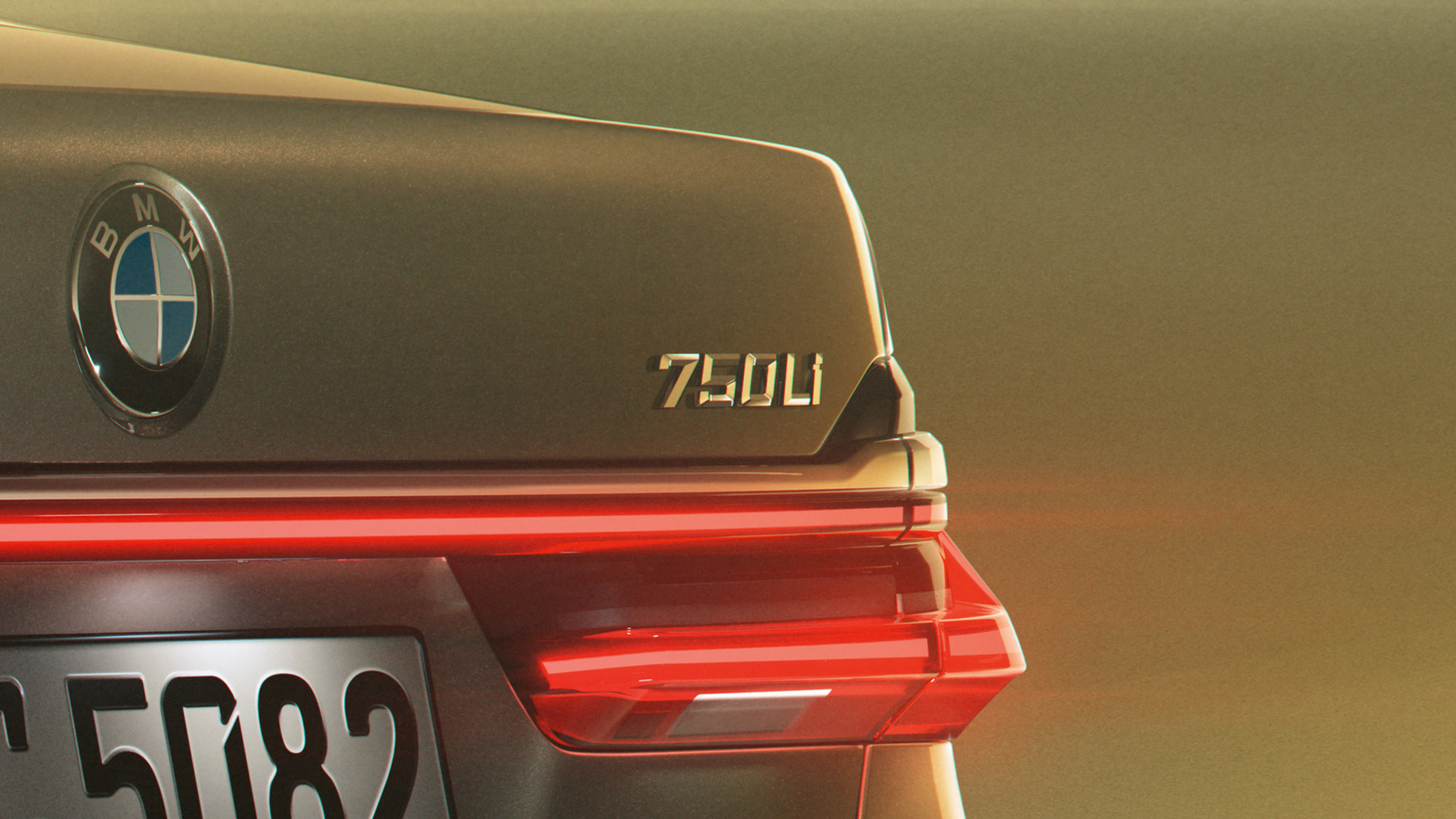 Emblema „750Li” a BMW Seria 7 Sedan Imagine în prim-plan cu BMW Seria 7 Sedan cu emblemă „750Li” în partea spate