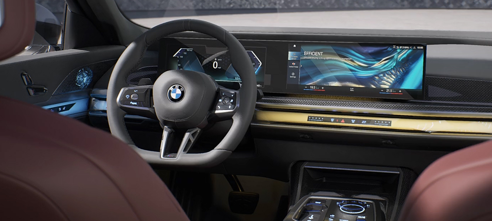 Designul interior al unui BMW Seria 7 Sedan G70 ICE 740i cu pachet M Sport BMW Seria 7 Sedan G70 ICE 740i cu pachet M Sport, design interior