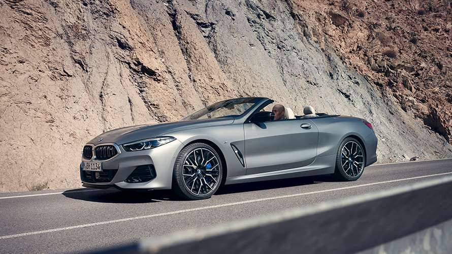 BMW Seria 8 Cabriolet, softtop ridicat BMW Seria 8 Cabriolet, BMW Individual Gri Frozen Pure, softtop deschis