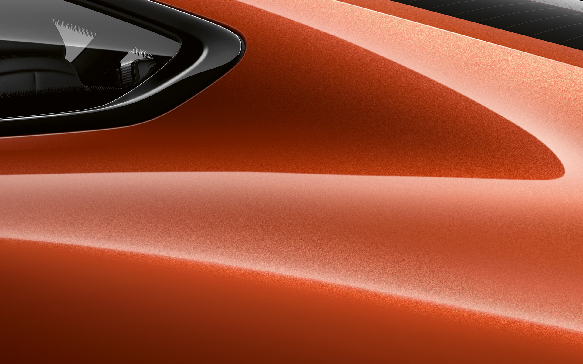 Imagine în prim-plan cu montantul C al BMW Seria 8 Coupé Imagine în prim-plan cu montantul C al BMW Seria 8 Coupé în Orange Sunset metalizat.