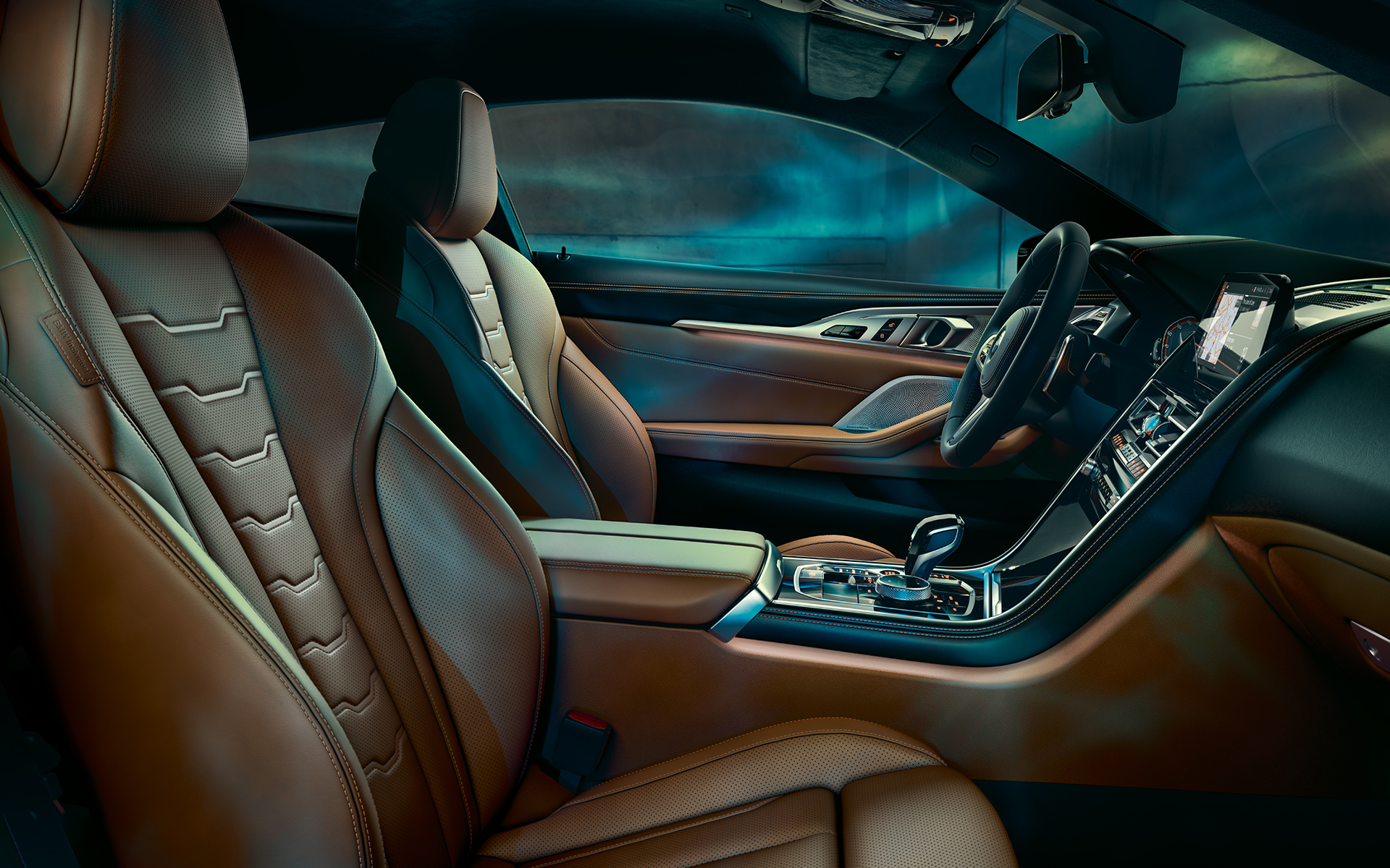 Interiorul BMW Seria 8 Coupé Interiorul BMW Seria 8 Coupé, cu focalizare pe habitaclu.