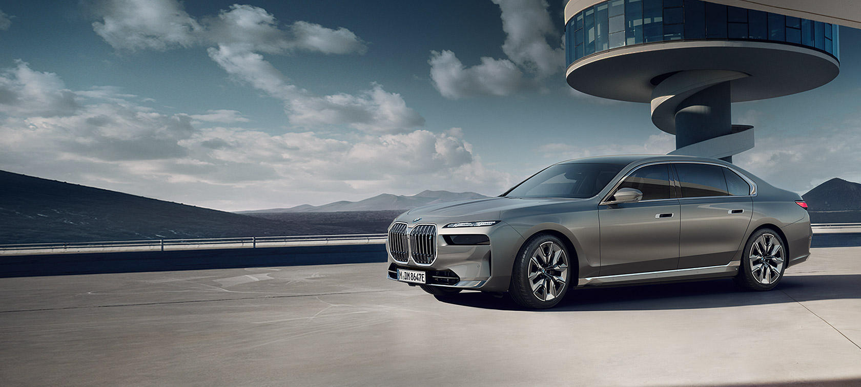 Imagine din partea laterală a unui BMW i7 Sedan G70 2022, Gri Oxid BMW Individual