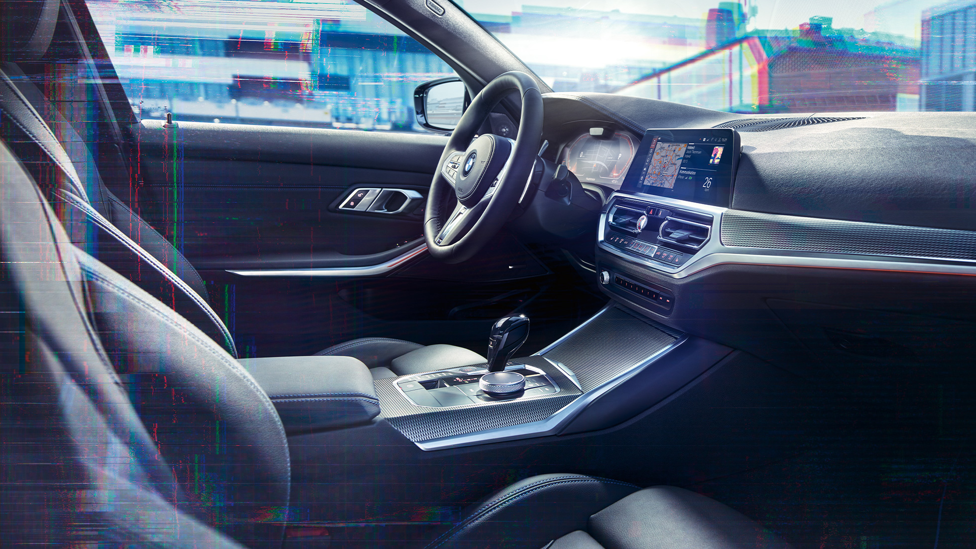 Imagine din interiorul BMW M340i xDrive Sedan Imagine din interiorul BMW M340i xDrive Sedan, G20, în Negru Sapphire metalizat