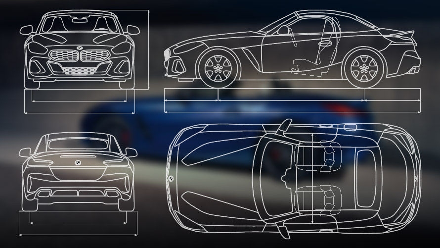 BMW Z4 M40i, schiţă detalii tehnice BMW Z4 M40i 2022, schiţă detalii tehnice