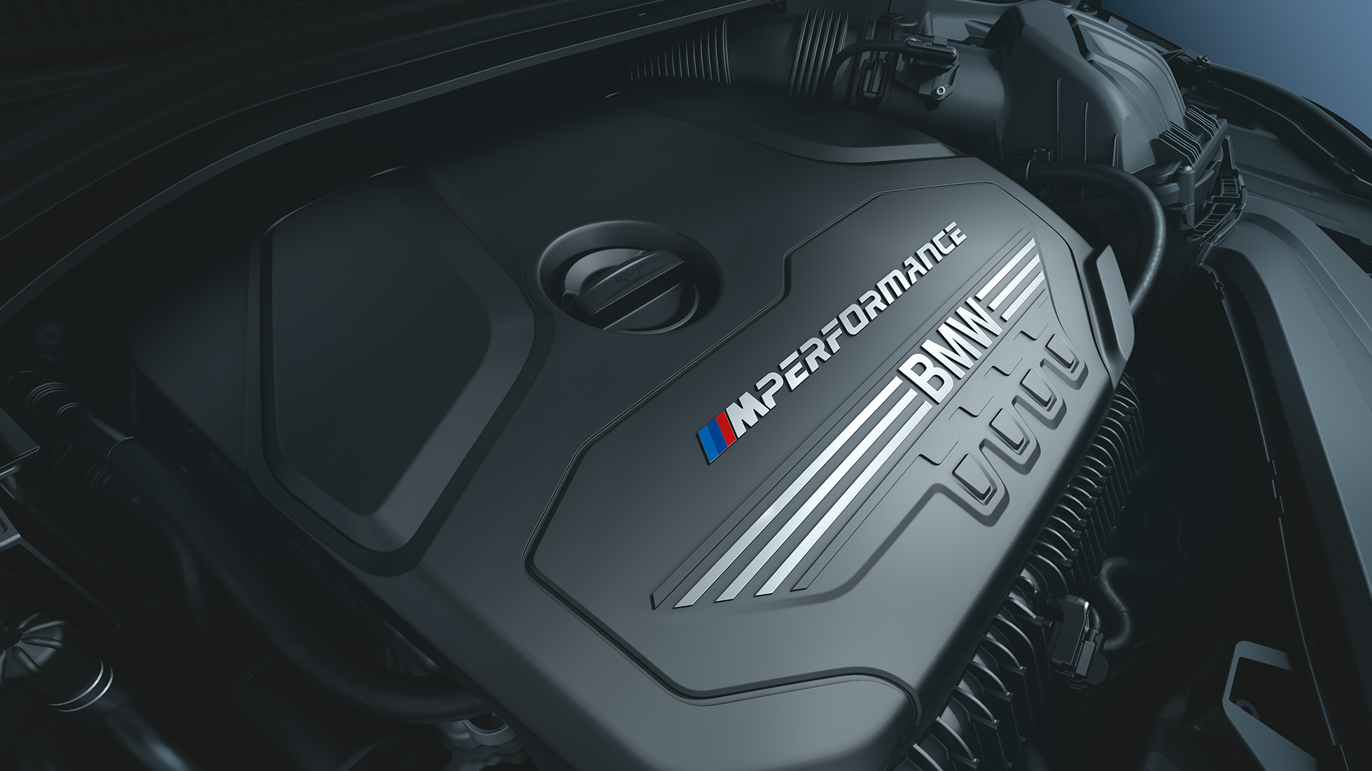 Motorul pe benzină al BMW M235i xDrive Gran Coupé Motorul M TwinPower Turbo pe benzină cu 4 cilindri al BMW M235i xDrive Gran Coupé, F44, 2020