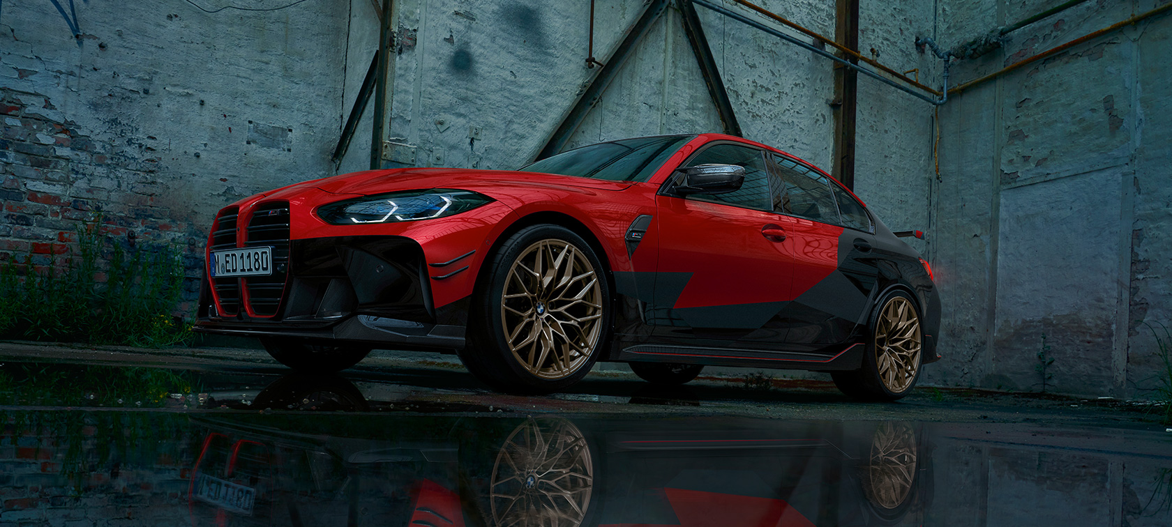 Accesorii BMW M Performance ale BMW M3 Sedan G80 2020 Imagine cu trei sferturi din partea laterală cu accesorii BMW M Performance ale BMW M3 Sedan G80 2020