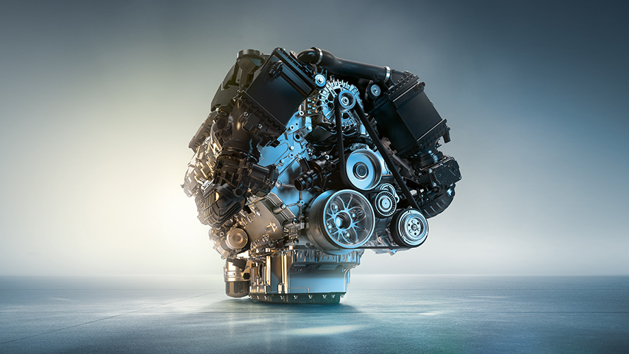 Motorul M TwinPower Turbo pe benzină cu 8 cilindri. Imagine cu motorul M TwinPower Turbo pe benzină cu 8 cilindri al BMW M550i xDrive.