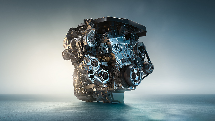 Motorul M TwinPower Turbo diesel cu 6 cilindri în linie. Imagine cu motorul M TwinPower Turbo diesel cu 6 cilindri în linie al BMW M550d xDrive.