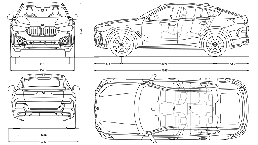 Dimensiunile ca linie de desen ale BMW X6 Dimensiunile ca linie de desen ale BMW X6