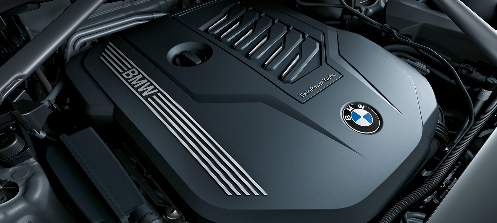 Motorul BMW TwinPower Turbo al BMW X7 Imagine în prim-plan cu motorul BMW TwinPower Turbo