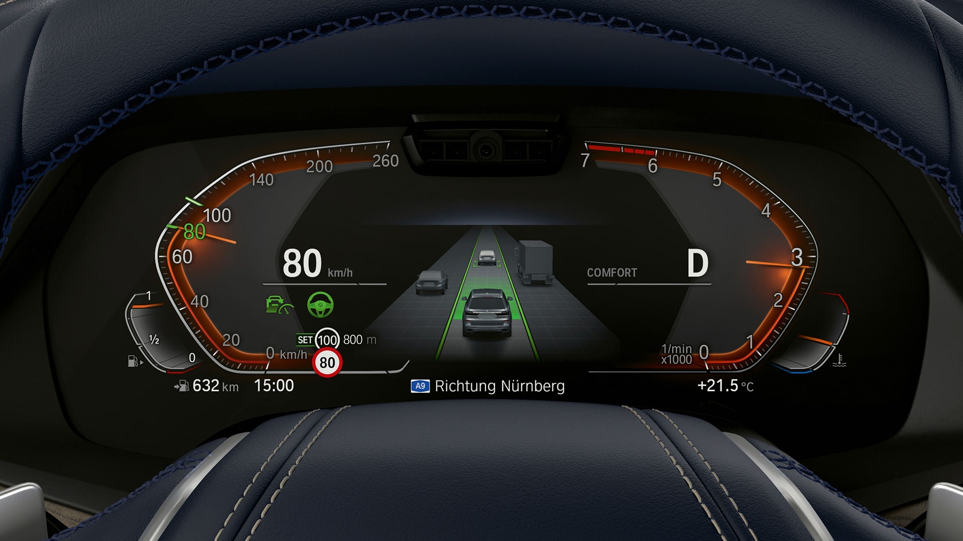Driving Assitant Plus şi Asistentul „Plus” la parcare Driving Assitant Plus şi Asistentul „Plus” la parcare: imagine în prim-plan cu panoul de instrumente