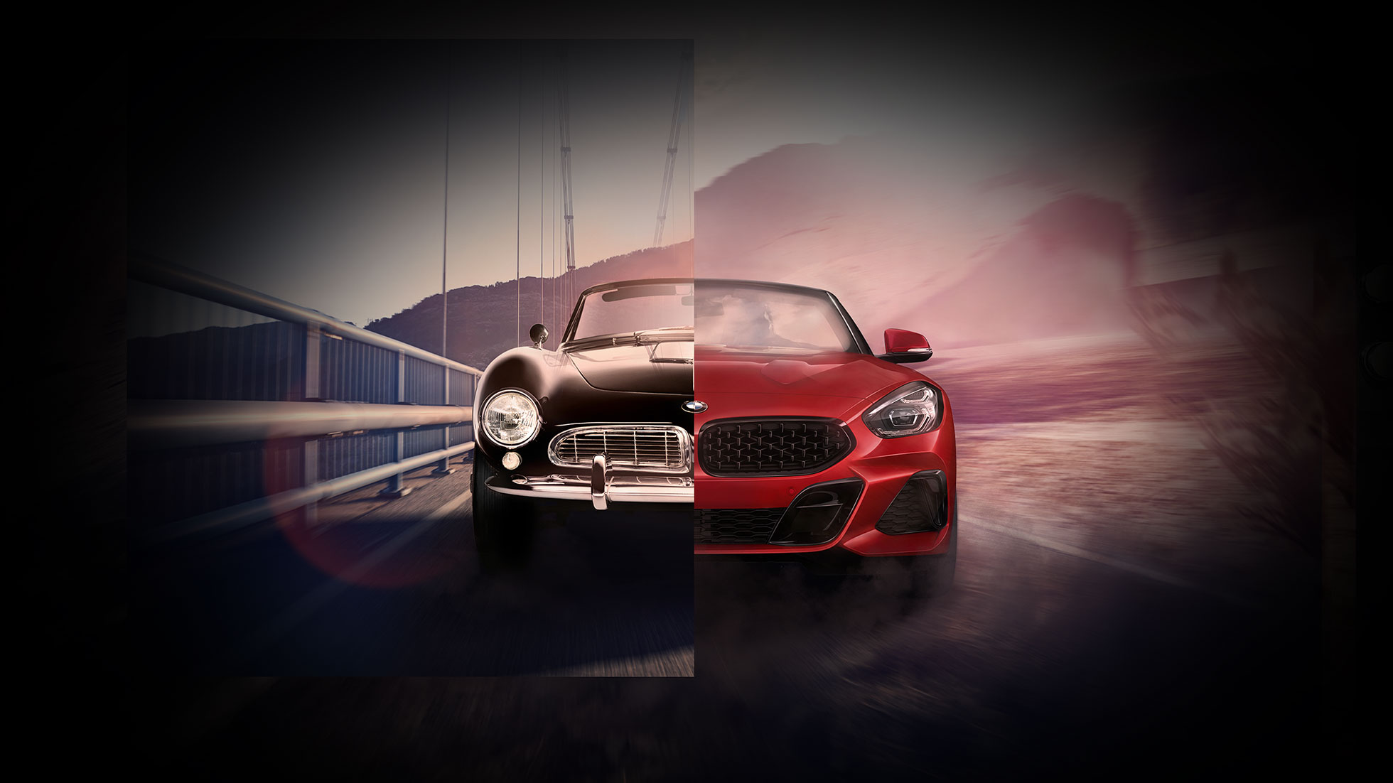 BMW 507 şi BMW Z4 Roadster Ecranul cu funcţie „split-screen” (ecran principal şi ecran secundar) al BMW 507 negru şi al BMW Z4 Roadster