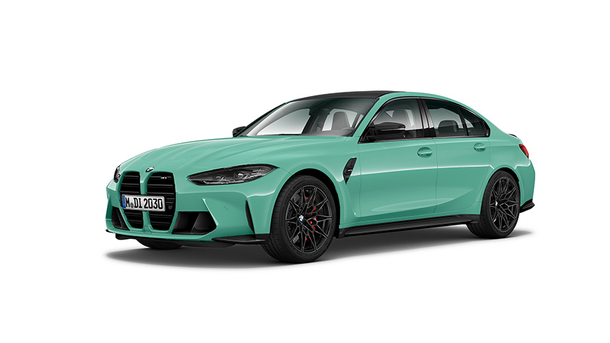 Imagine cu trei sferturi din partea laterală a BMW M3 Competition Sedan G80 2021 Imagine cu trei sferturi din partea laterală a BMW M3 Competition Sedan G80 2021