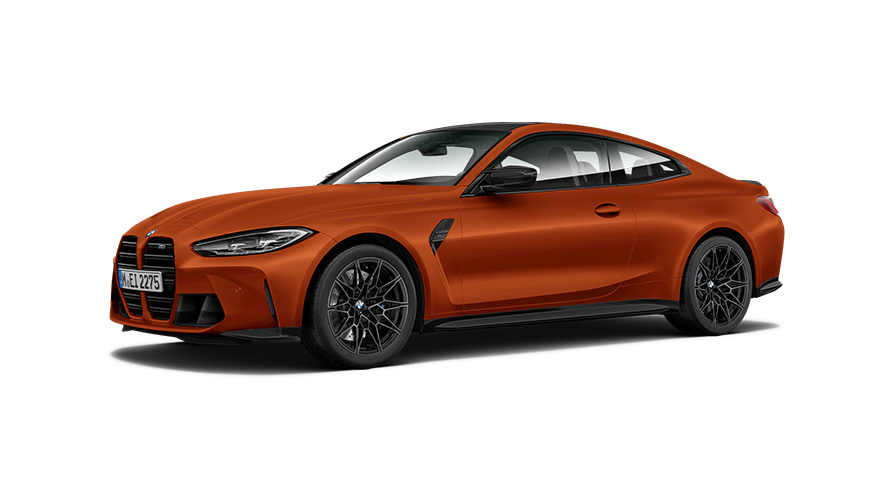 Imagine cu trei sferturi din partea laterală a BMW M4 Competition Coupé G82 2021 Imagine cu trei sferturi din partea laterală a BMW M4 Competition Coupé G82 2021