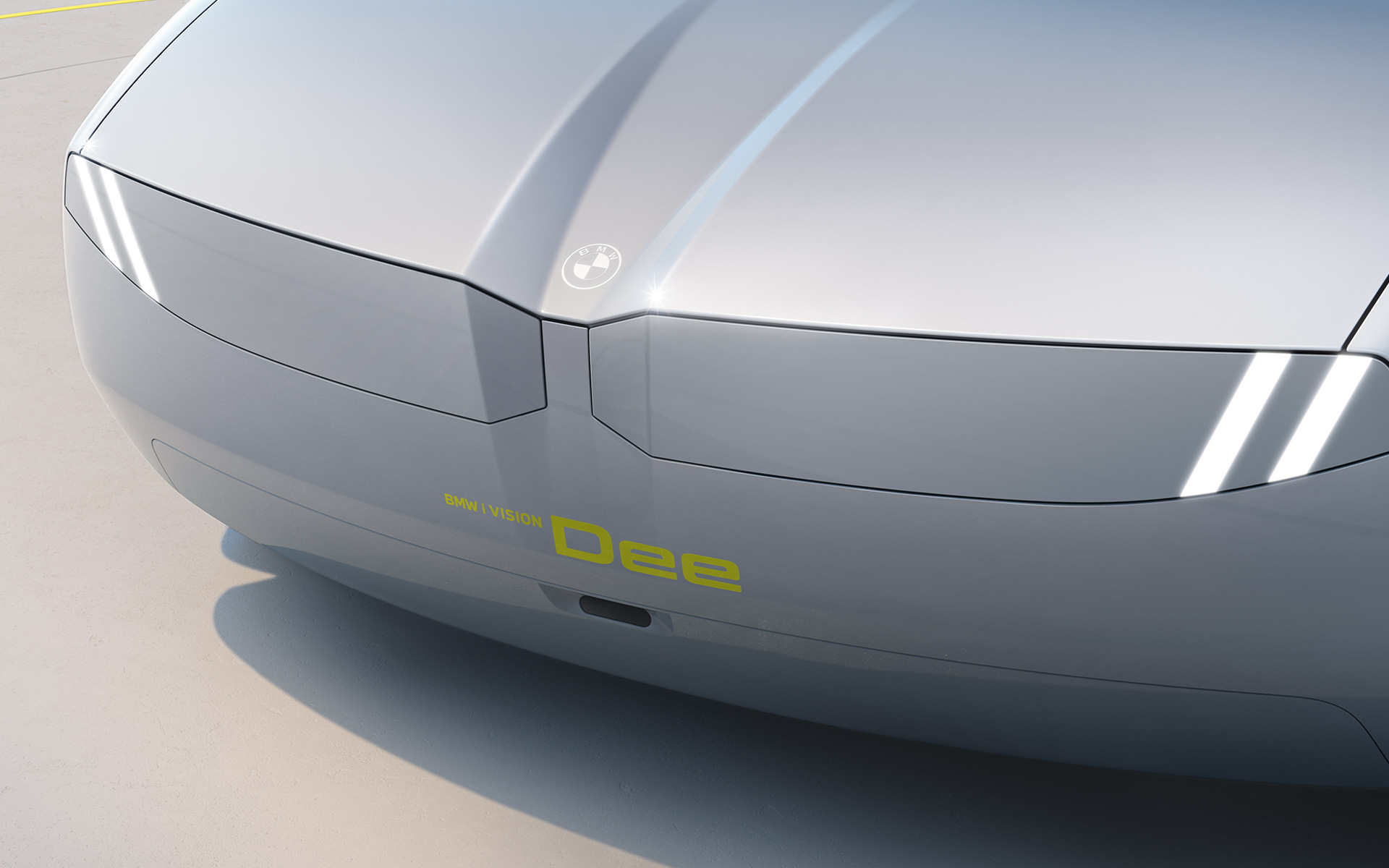 BMW i Vision Dee Farurile şi grila frontală BMW formează o suprafaţă grafică uniformă.