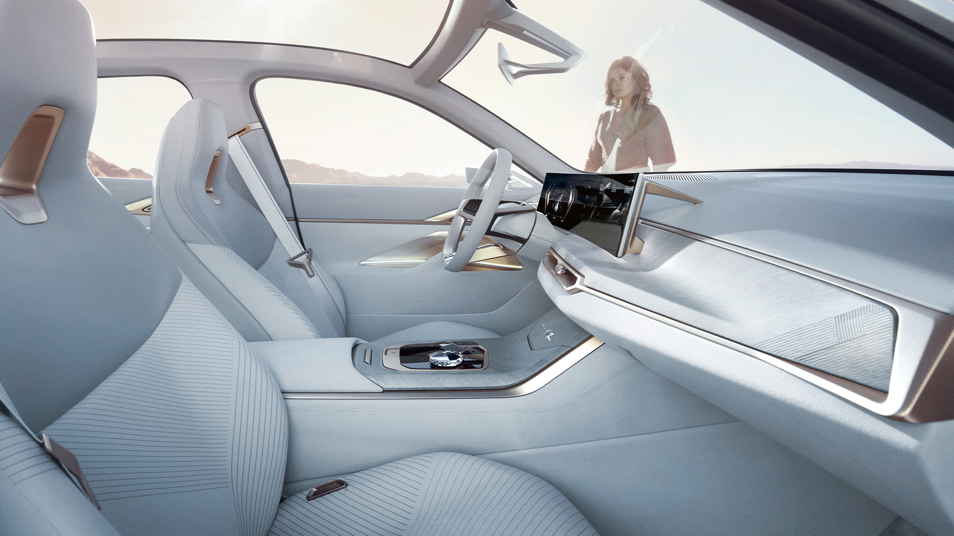 Interiorul BMW Concept i4, 2020, G26 Imagine din interiorul BMW Concept i4, 2020, G26, noul BMW Gran Coupé integral electric