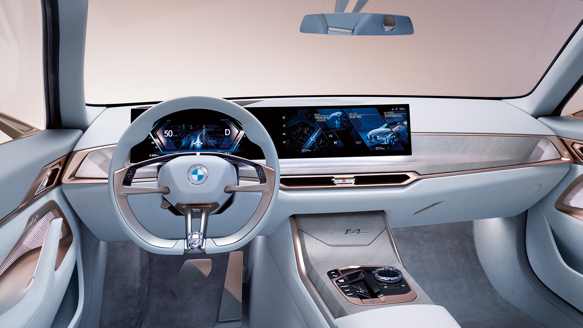 Designul interior 1 al BMW Concept i4, 2020, G26 Designul interior 1 al BMW Concept i4, 2020, G26, noul BMW Gran Coupé integral electric