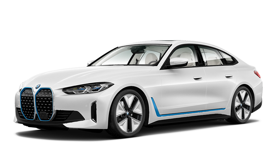 Imagine din studio cu modelul BMW Concept i4 Imagine din studio cu trei sferturi din partea frontală a BMW Concept i4