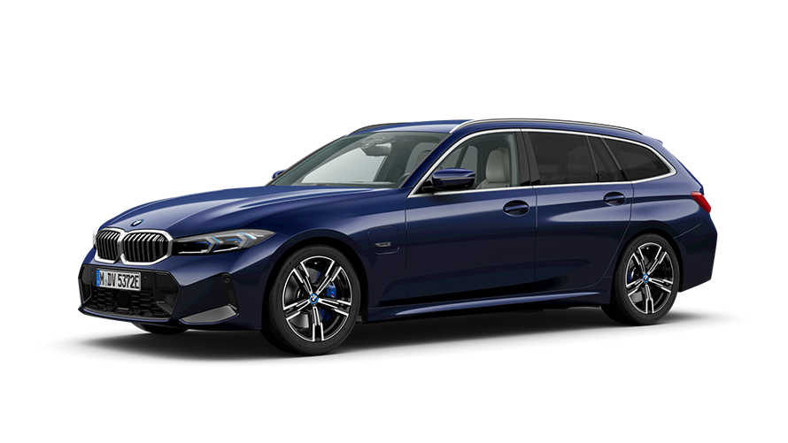 Imagine cu trei sferturi din partea frontală a BMW Seria 3 Touring Plug-in Hybrid Imagine din studio cu trei sferturi din partea frontală a BMW Seria 3 Touring Plug-in Hybrid
